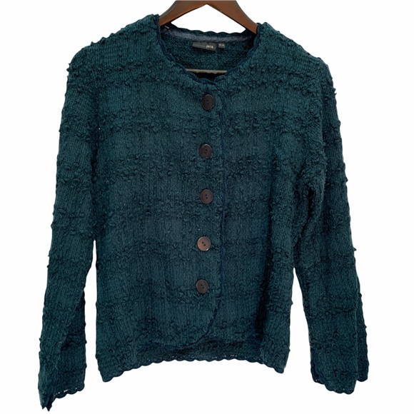 VINTAGEđź’™Jana Turquoise Button Up Sweater Cardigan Size Medium - Picture 5 of 9